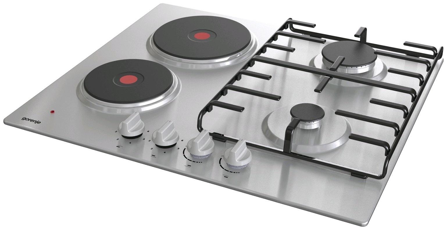 Варочная поверхность Gorenje GE690X, комбинированная, 4 конфорки, 60 см, серебристая