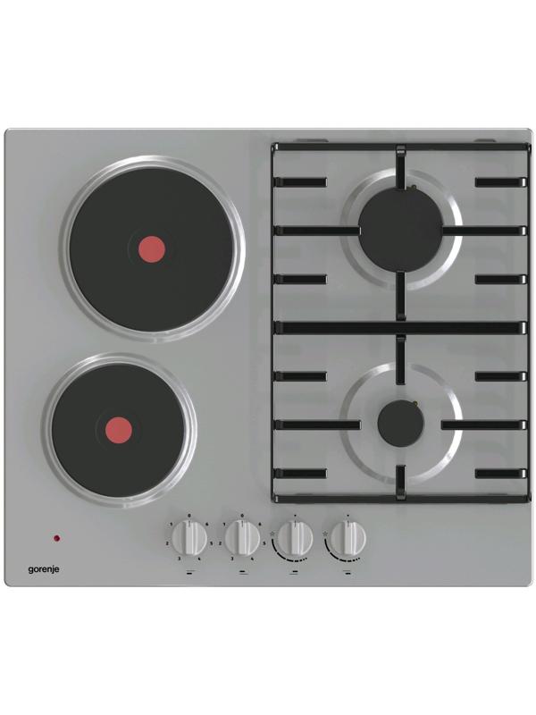 Варочная поверхность Gorenje GE690X, комбинированная, 4 конфорки, 60 см, серебристая