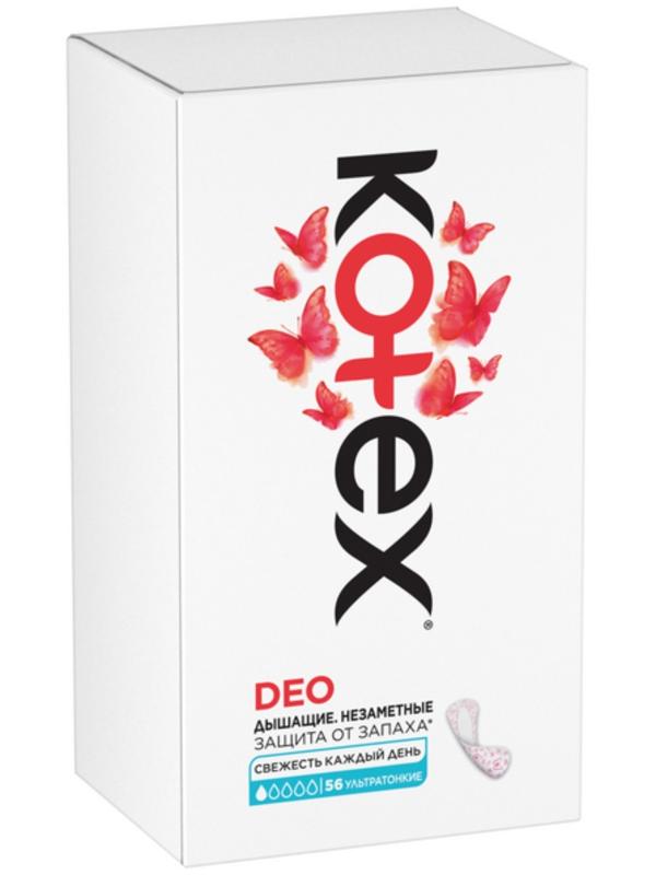 Ежедневные прокладки Kotex, ультратонкие део, мультиформ 56 шт.