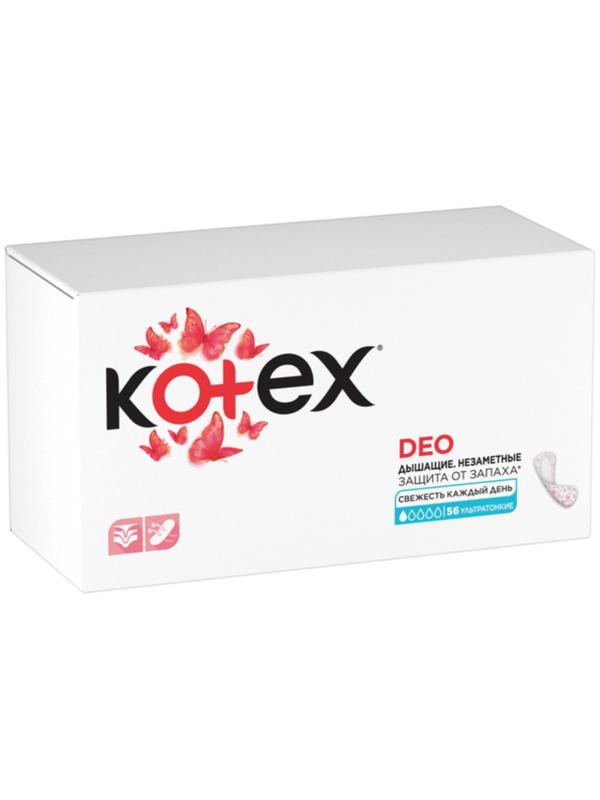 Ежедневные прокладки Kotex, ультратонкие део, мультиформ 56 шт.