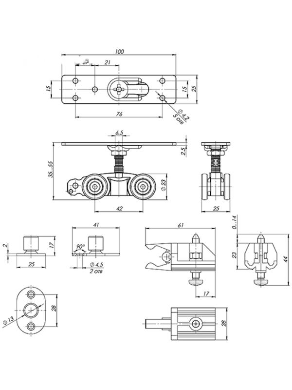 Комплект для раздвижных дверей Comfort - PRO SET 1.rollers.80.CFA170