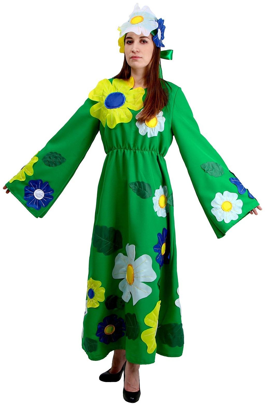 Карнавальный костюм «Полянка», платье, головной убор, р. 46-48