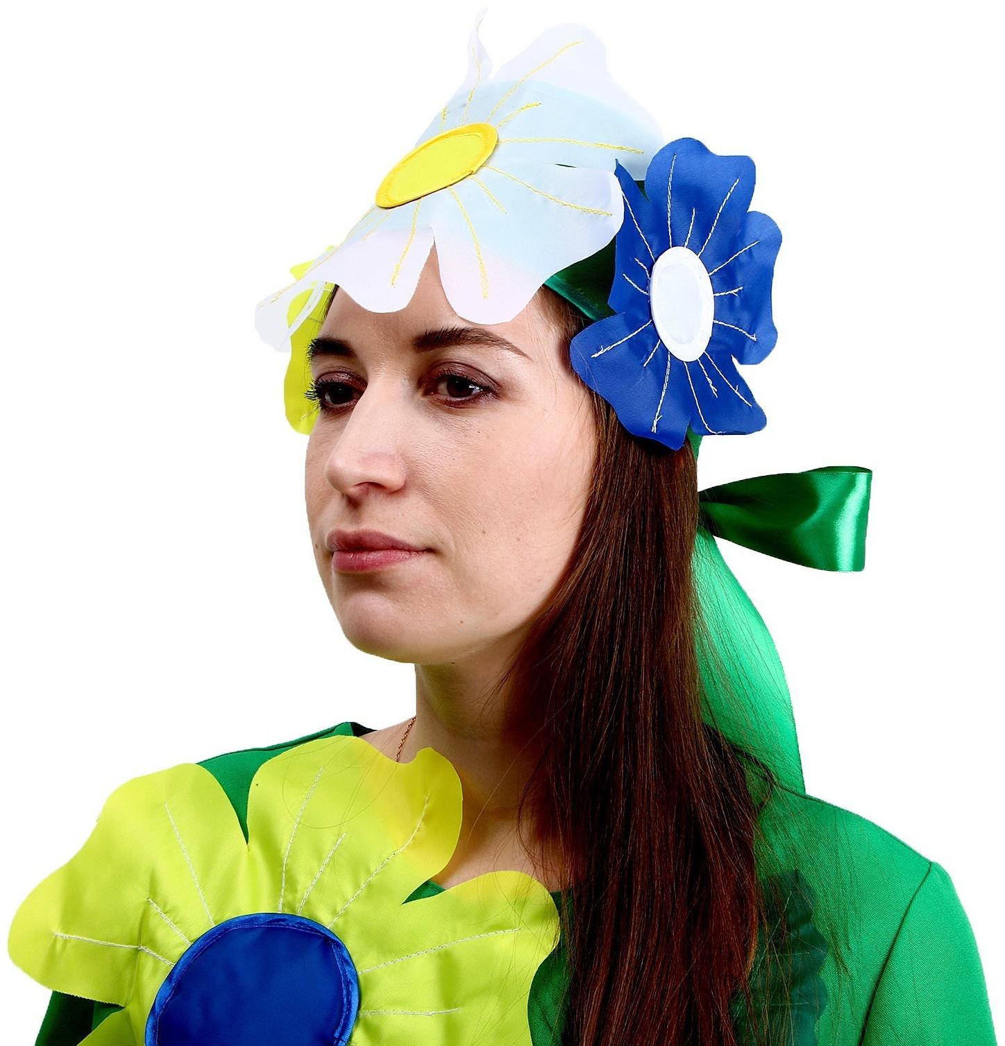 Карнавальный костюм «Полянка», платье, головной убор, р. 46-48