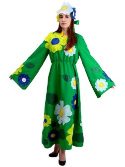 Карнавальный костюм «Полянка», платье, головной убор, р. 46-48