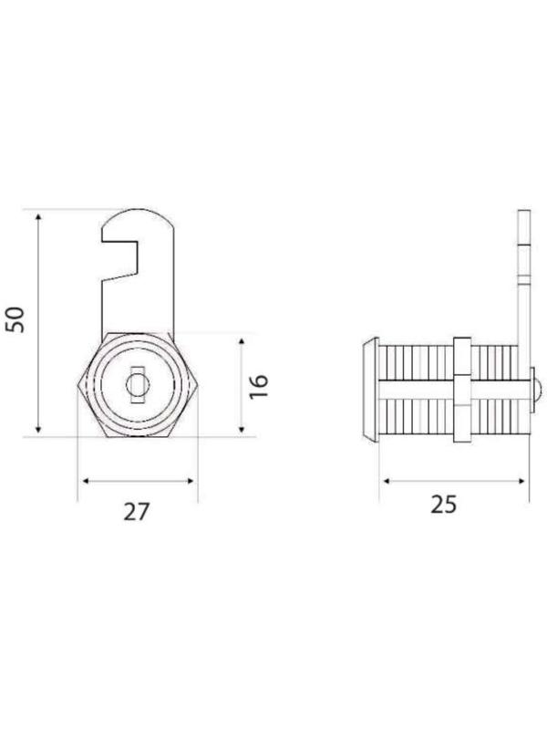 Замок почтовый MARLOK 25мм, металлический ключ