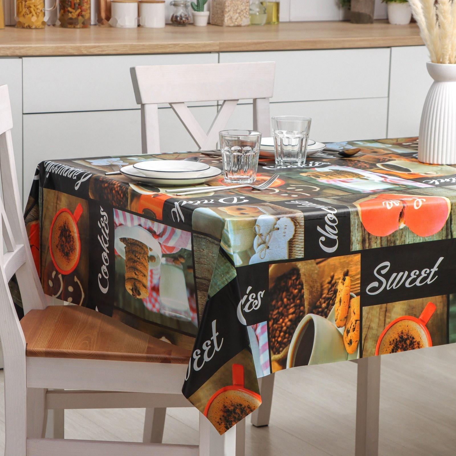 Клеёнка столовая на нетканой основе Доляна «Кофе», ширина 140 см, рулон 20 м