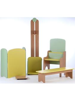 Уголок Айболита (скамейка,весы напольные, ростомер, стол окулиста, ширма)