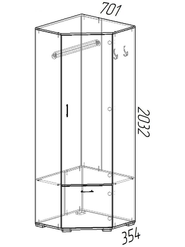 Шкаф угловой Ника, 701х701х2032х354, Венге/Лоредо