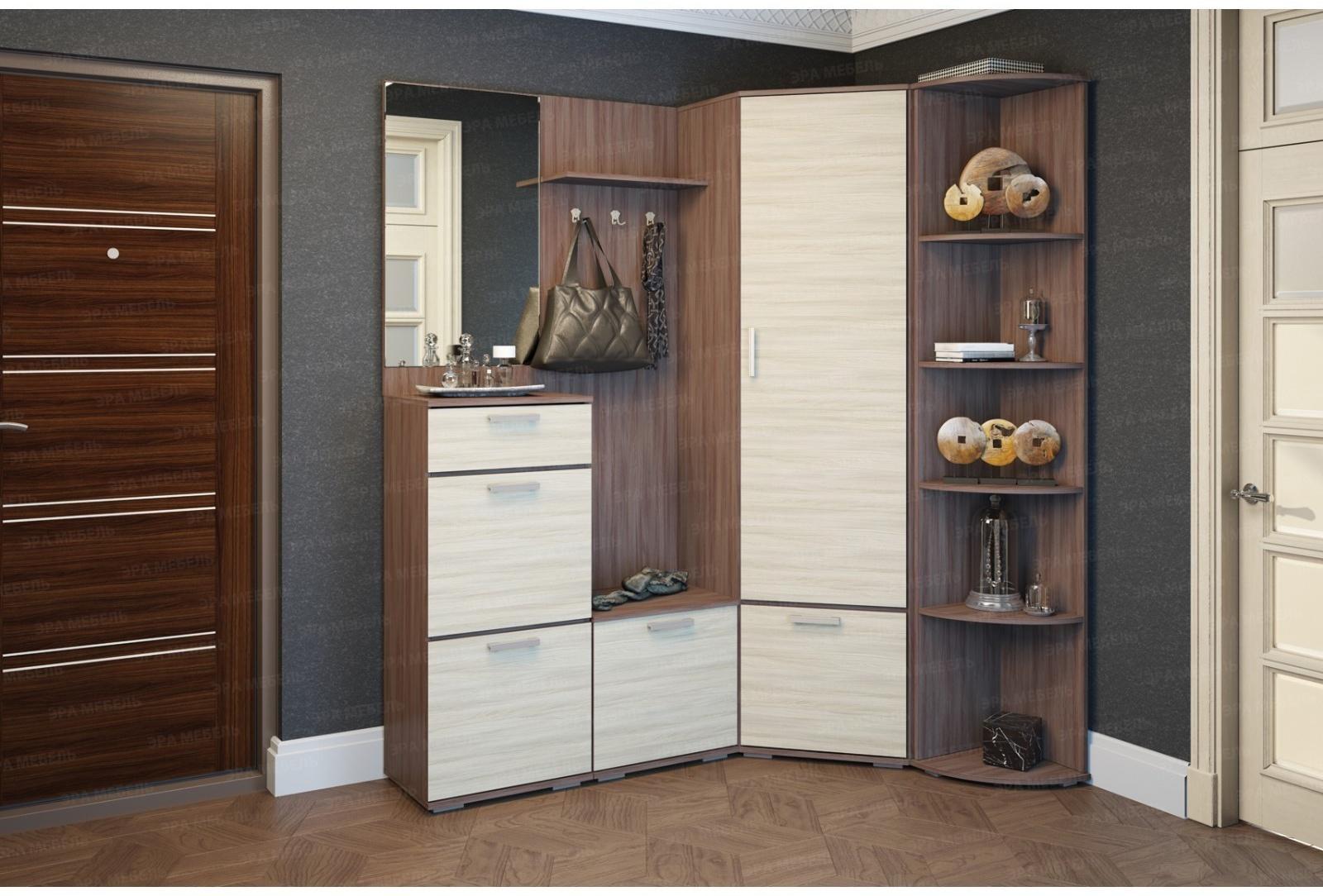 Шкаф угловой Ника, 701х701х2032х354, Ясень шимо светлый/Ясень шимо темный