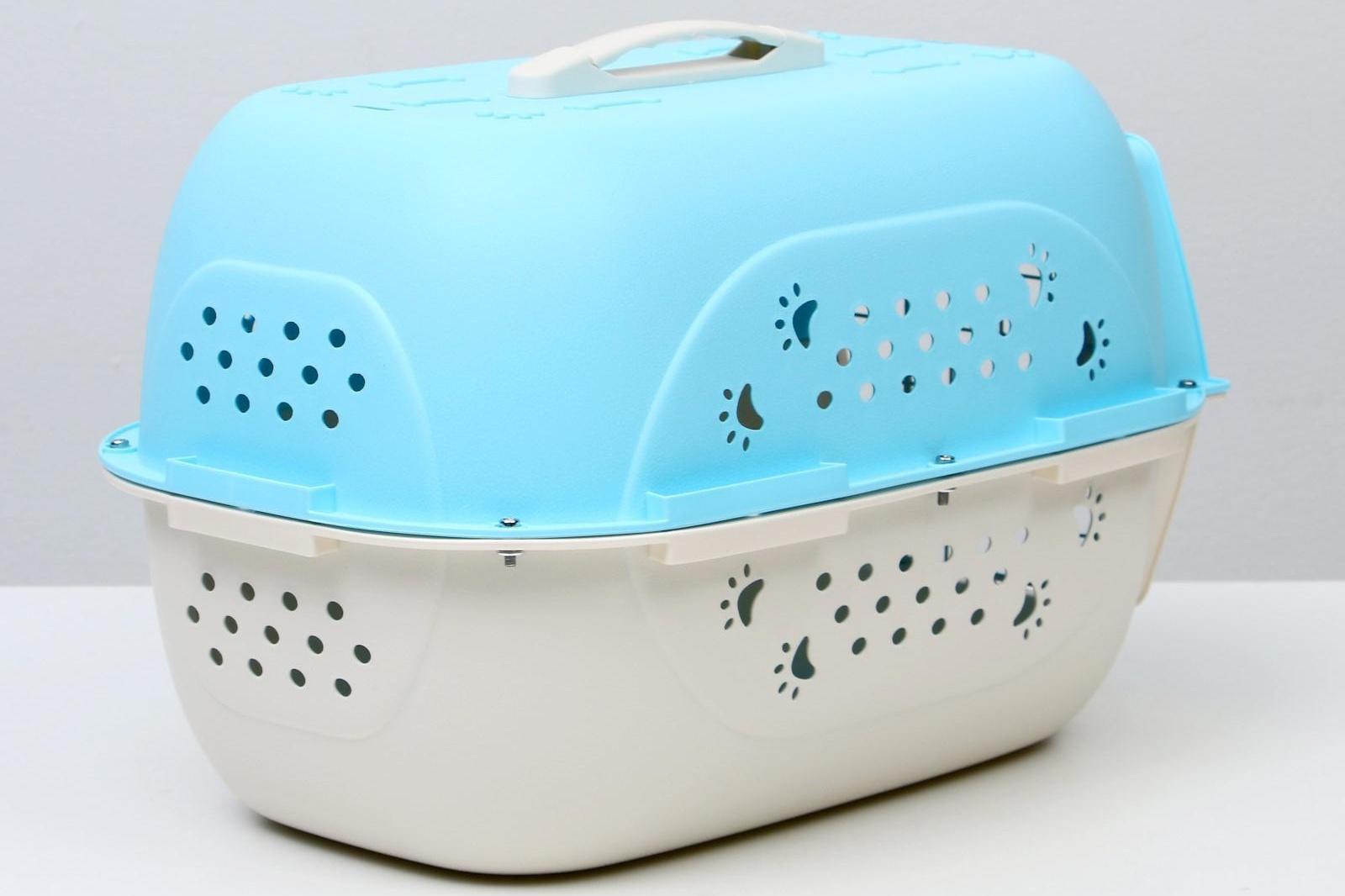 Переноска пластиковая, 47,5 х 33 х 31 см, голубая