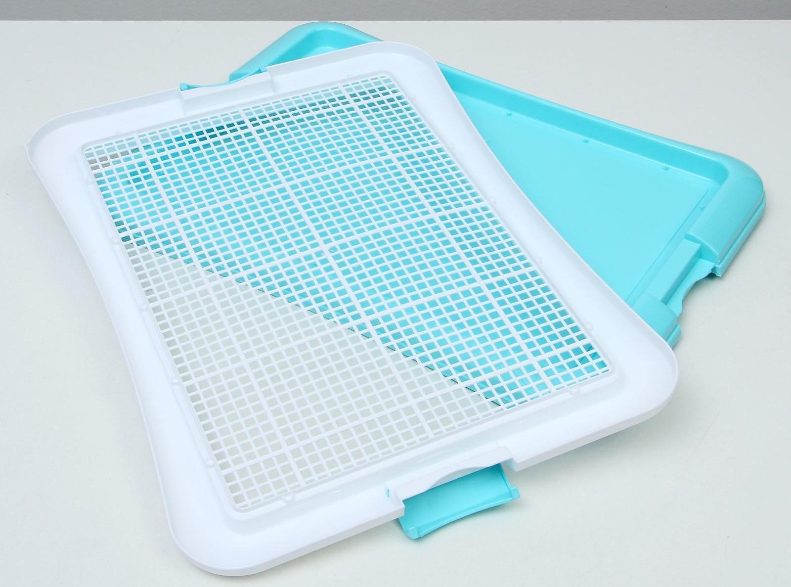 Туалет для собак с сеткой и столбиком, 63,5 х 47 х 5 см, голубой