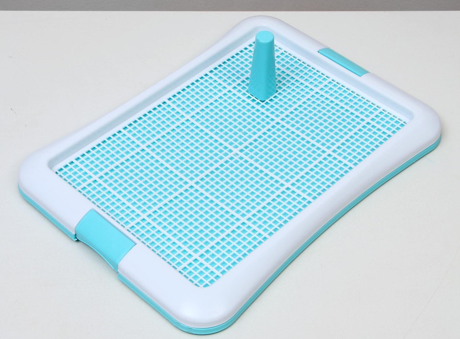 Туалет для собак с сеткой и столбиком, 63,5 х 47 х 5 см, голубой