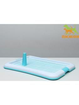 Туалет для собак с сеткой и столбиком, 63,5 х 47 х 5 см, голубой