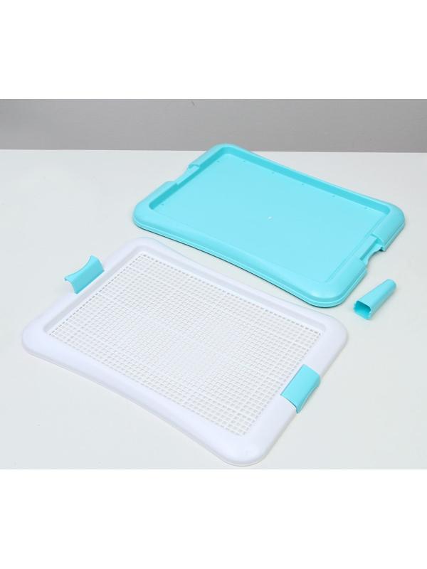 Туалет для собак с сеткой и столбиком, 63,5 х 47 х 5 см, голубой