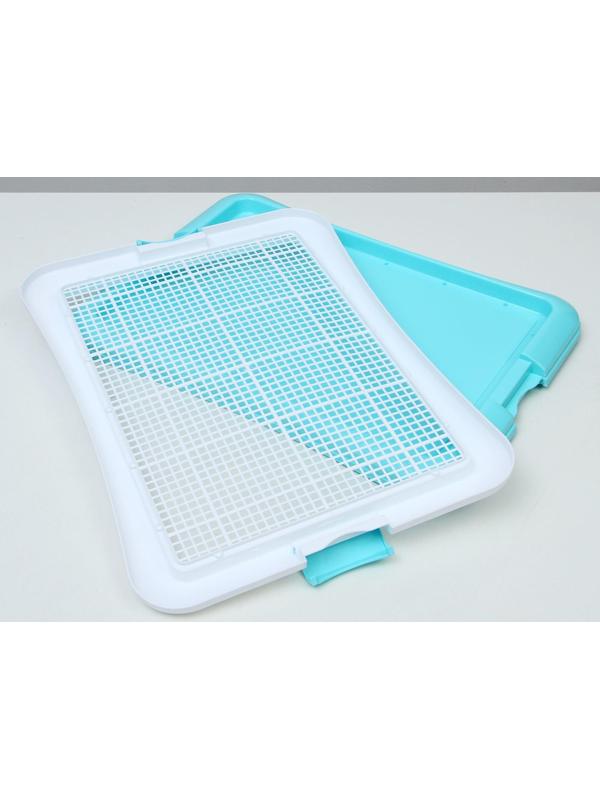 Туалет для собак с сеткой и столбиком, 63,5 х 47 х 5 см, голубой