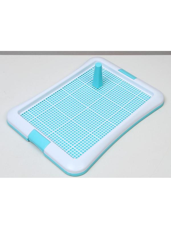 Туалет для собак с сеткой и столбиком, 63,5 х 47 х 5 см, голубой