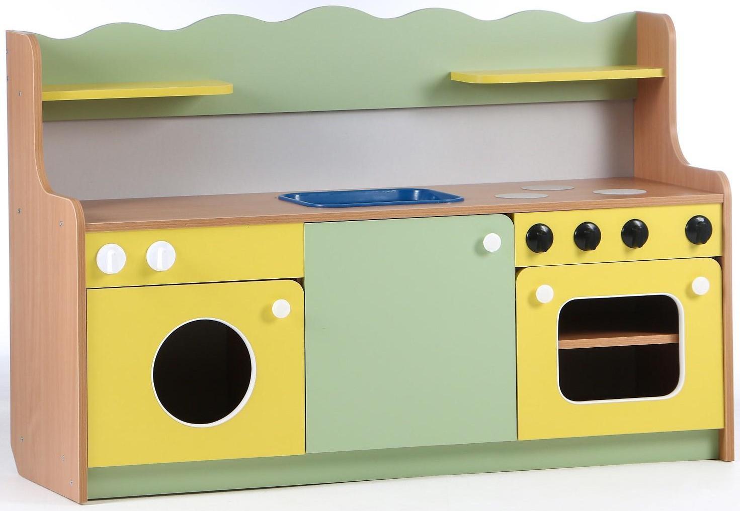 Кухня малая, 1280х420х850, ЛДСП, корпус - бук, фасады - цветные