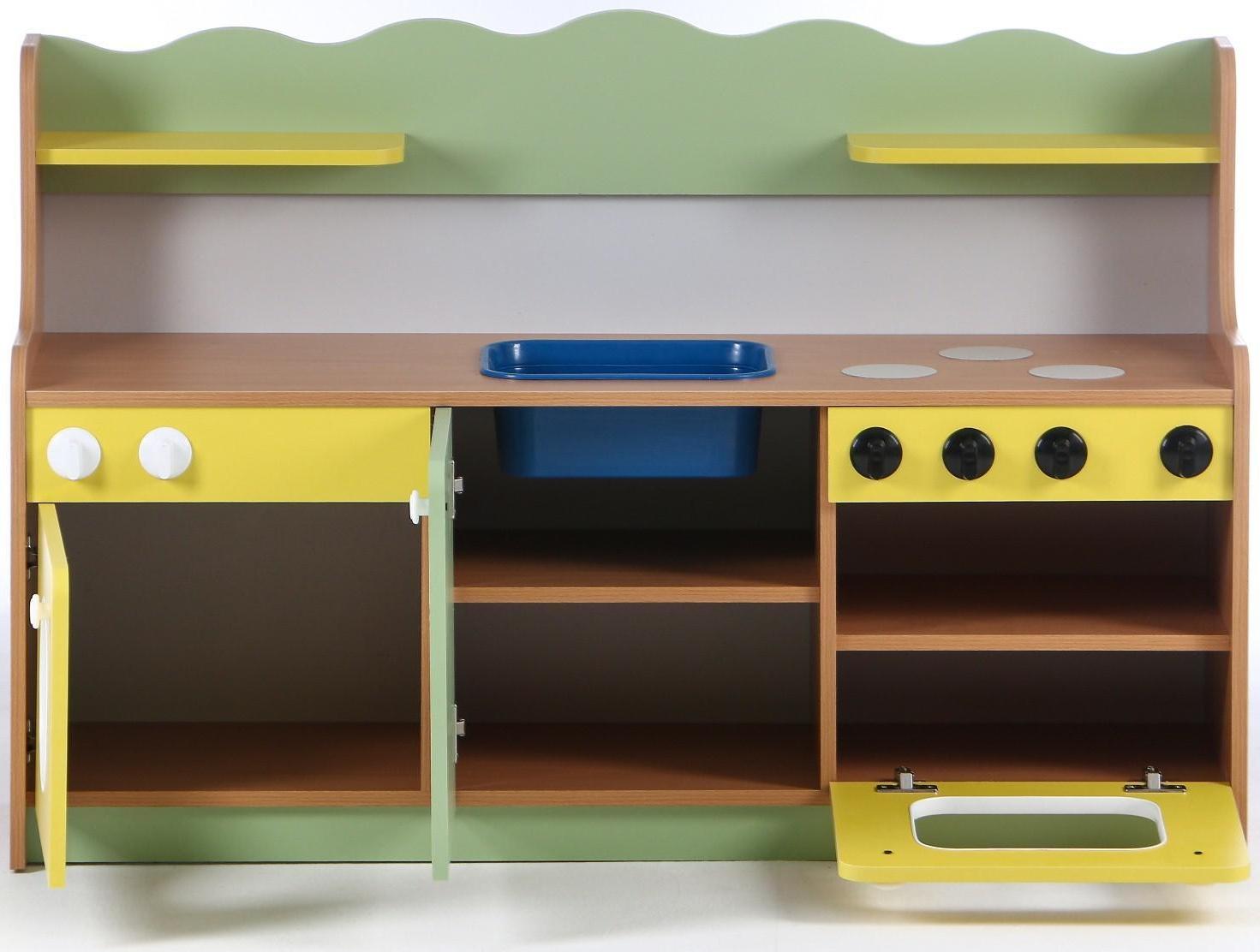 Кухня малая, 1280х420х850, ЛДСП, корпус - бук, фасады - цветные