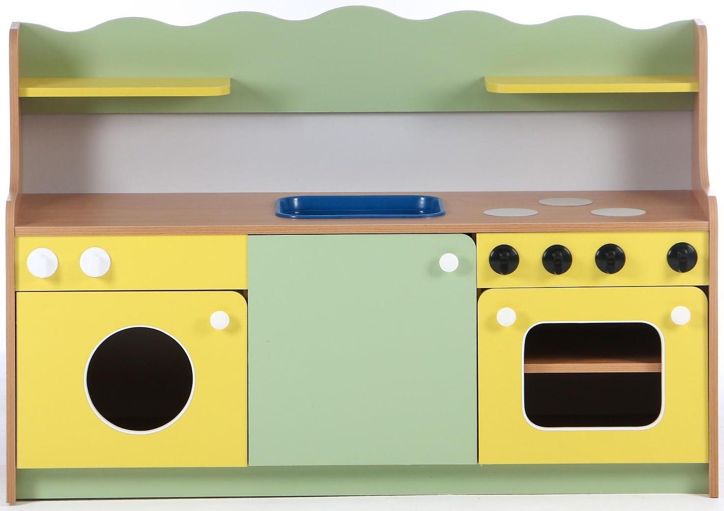 Кухня малая, 1280х420х850, ЛДСП, корпус - бук, фасады - цветные