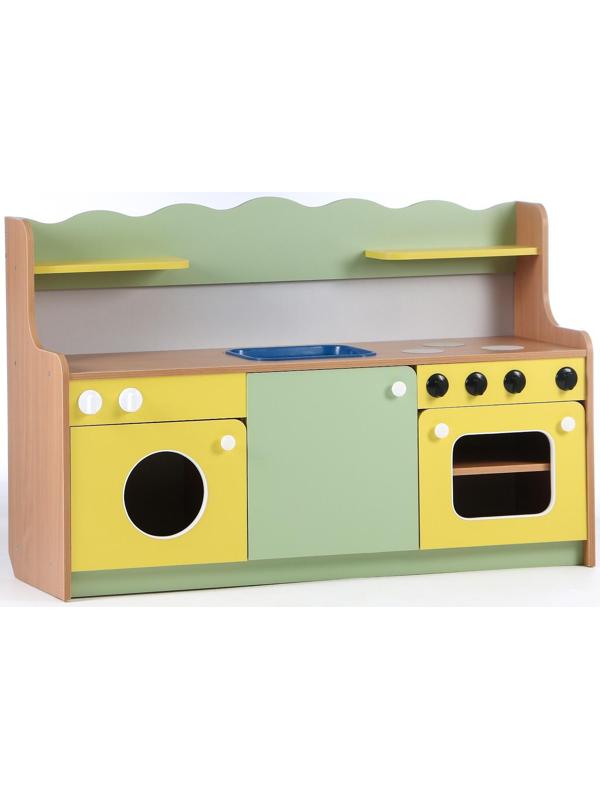 Кухня малая, 1280х420х850, ЛДСП, корпус - бук, фасады - цветные