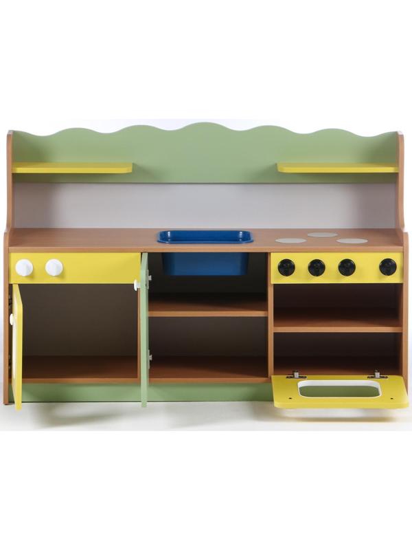 Кухня малая, 1280х420х850, ЛДСП, корпус - бук, фасады - цветные