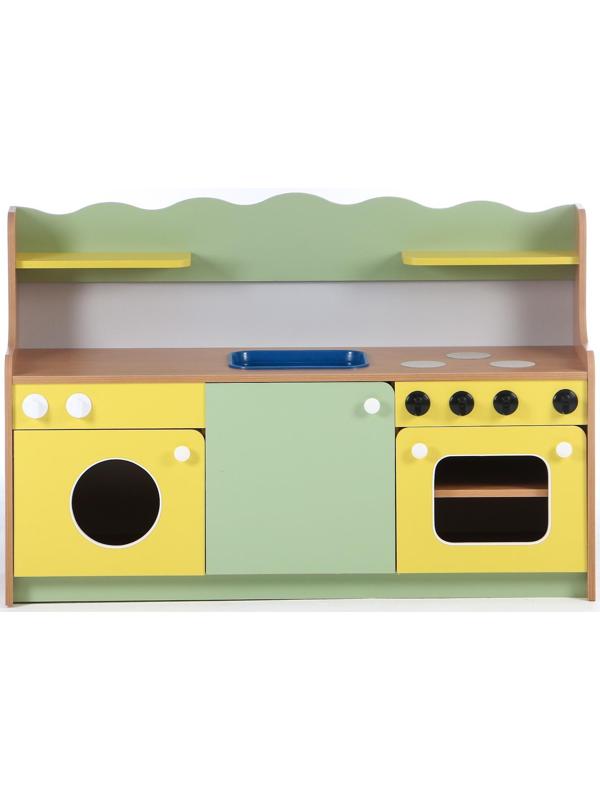 Кухня малая, 1280х420х850, ЛДСП, корпус - бук, фасады - цветные