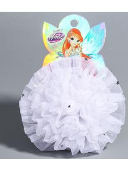 Бант для волос, ВИНКС, белый со звездами, 11 см