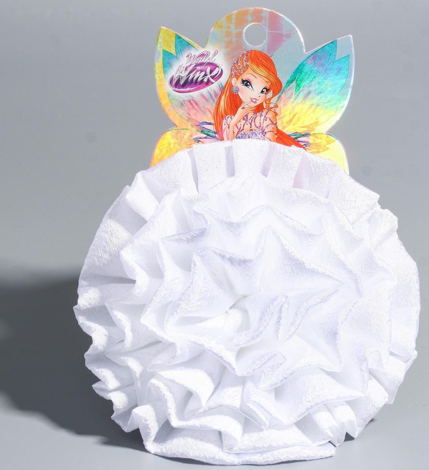 Бант для волос, ВИНКС, белый пышный, 11 см