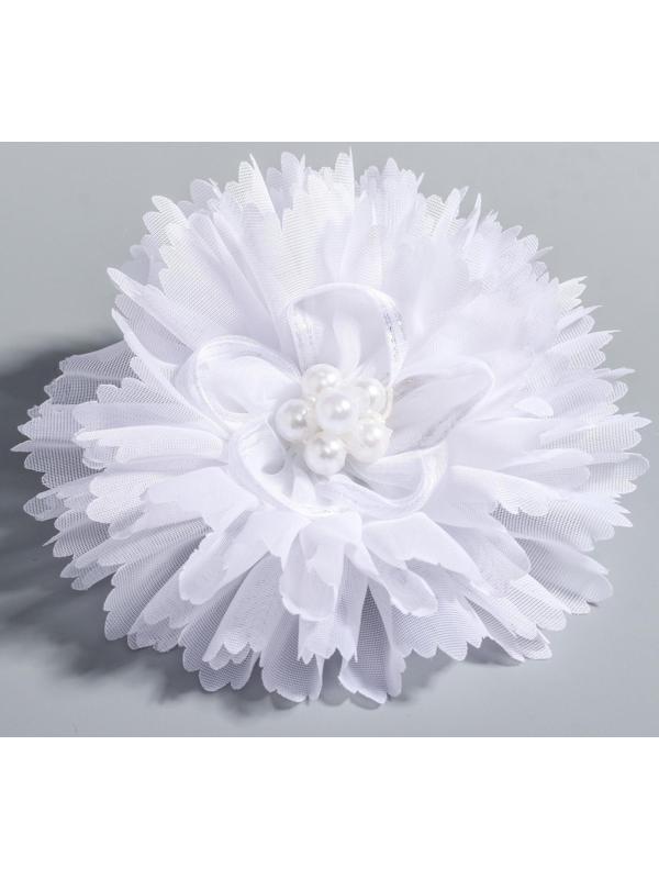 Бант для волос, ВИНКС, белый с  бусинами, 9,5 см