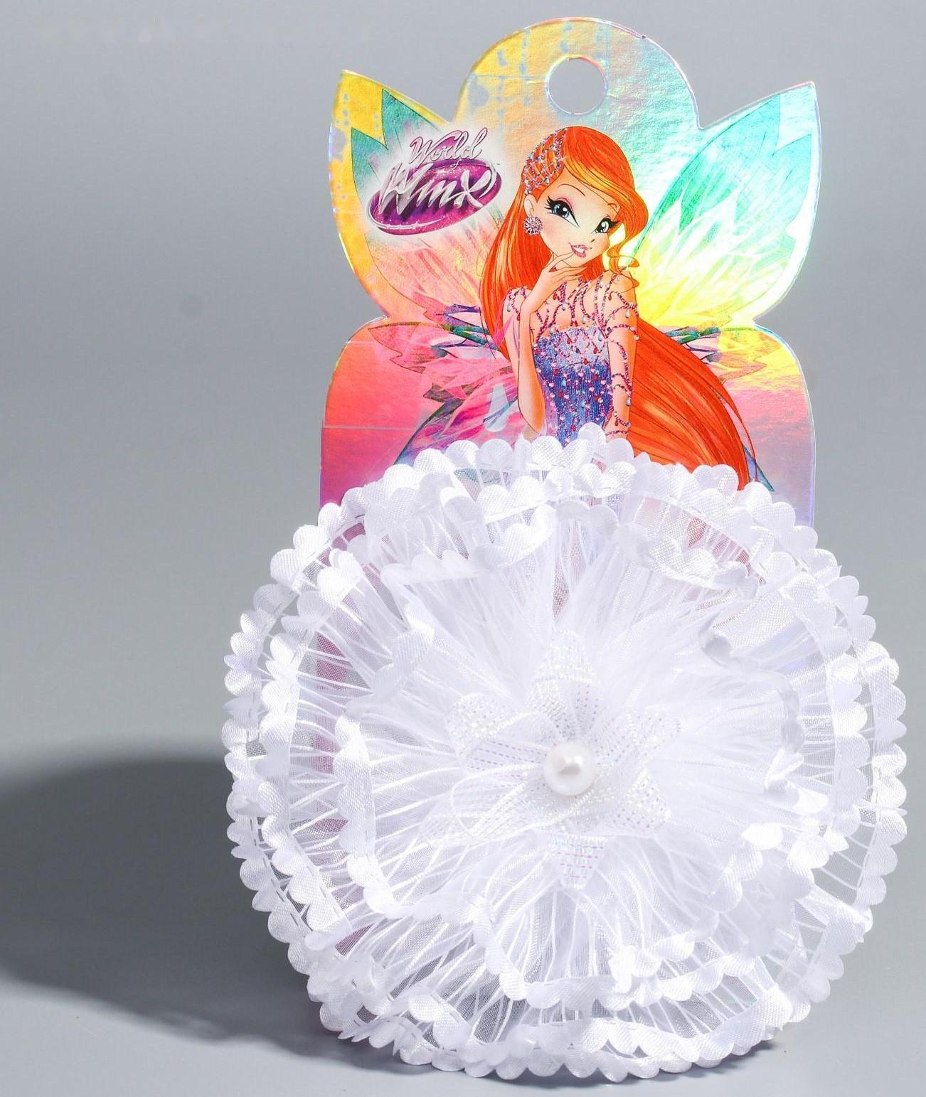 Бант для волос, ВИНКС, с розочкой и лентой, 7,5 см