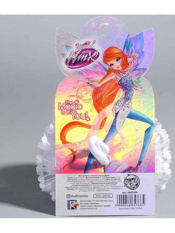 Бант для волос, ВИНКС, с розочкой и лентой, 7,5 см