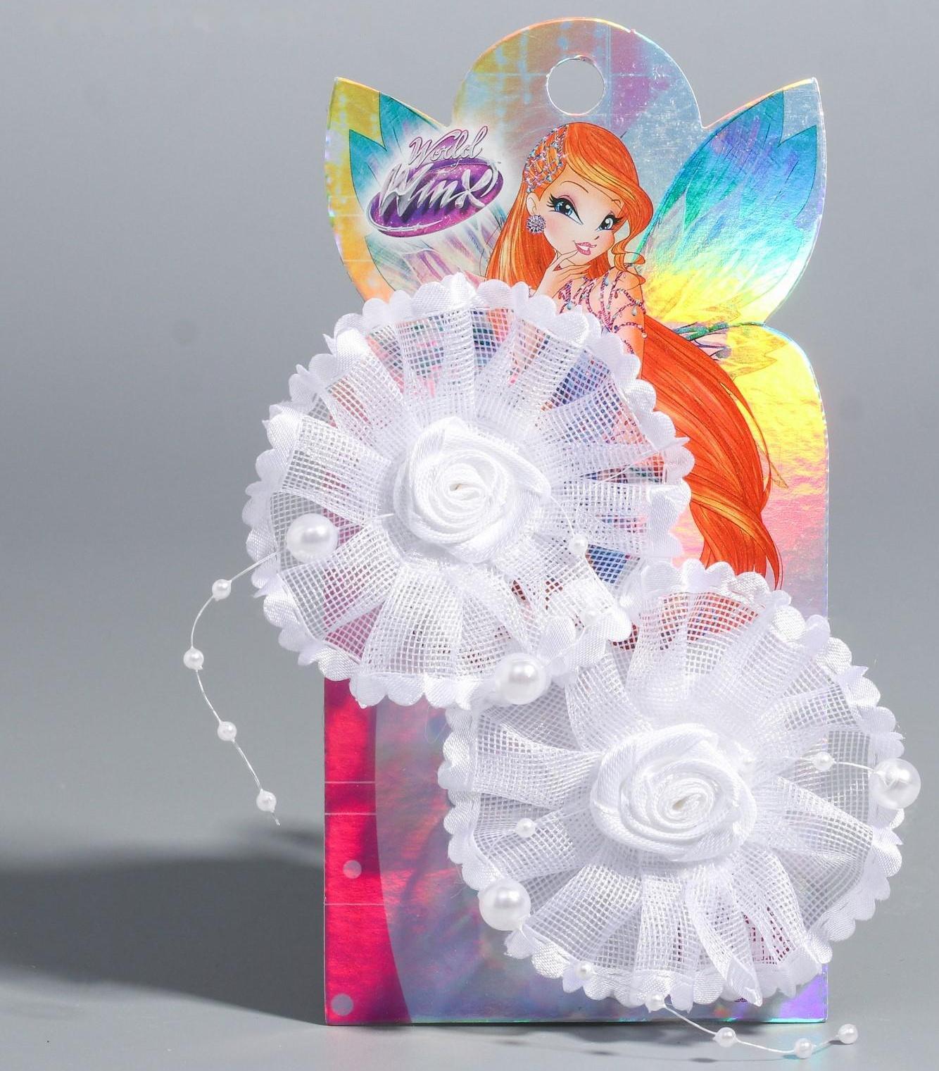 Набор бантов: гипюр с розочками, 2 шт., ВИНКС