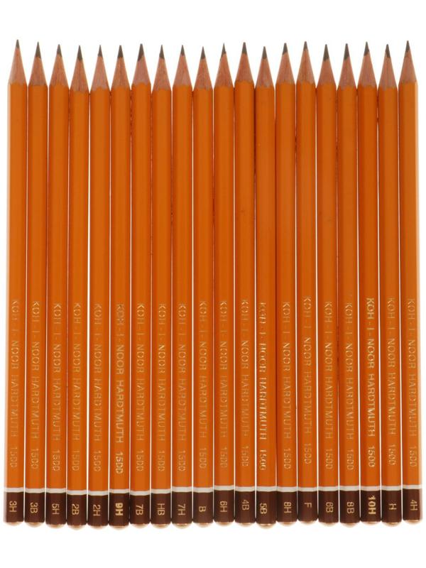 Набор карандашей чернографитных разной твердости 20 штук Koh-I-Noor 1500 НВ, F, B8-H10, пакет, европодвес
