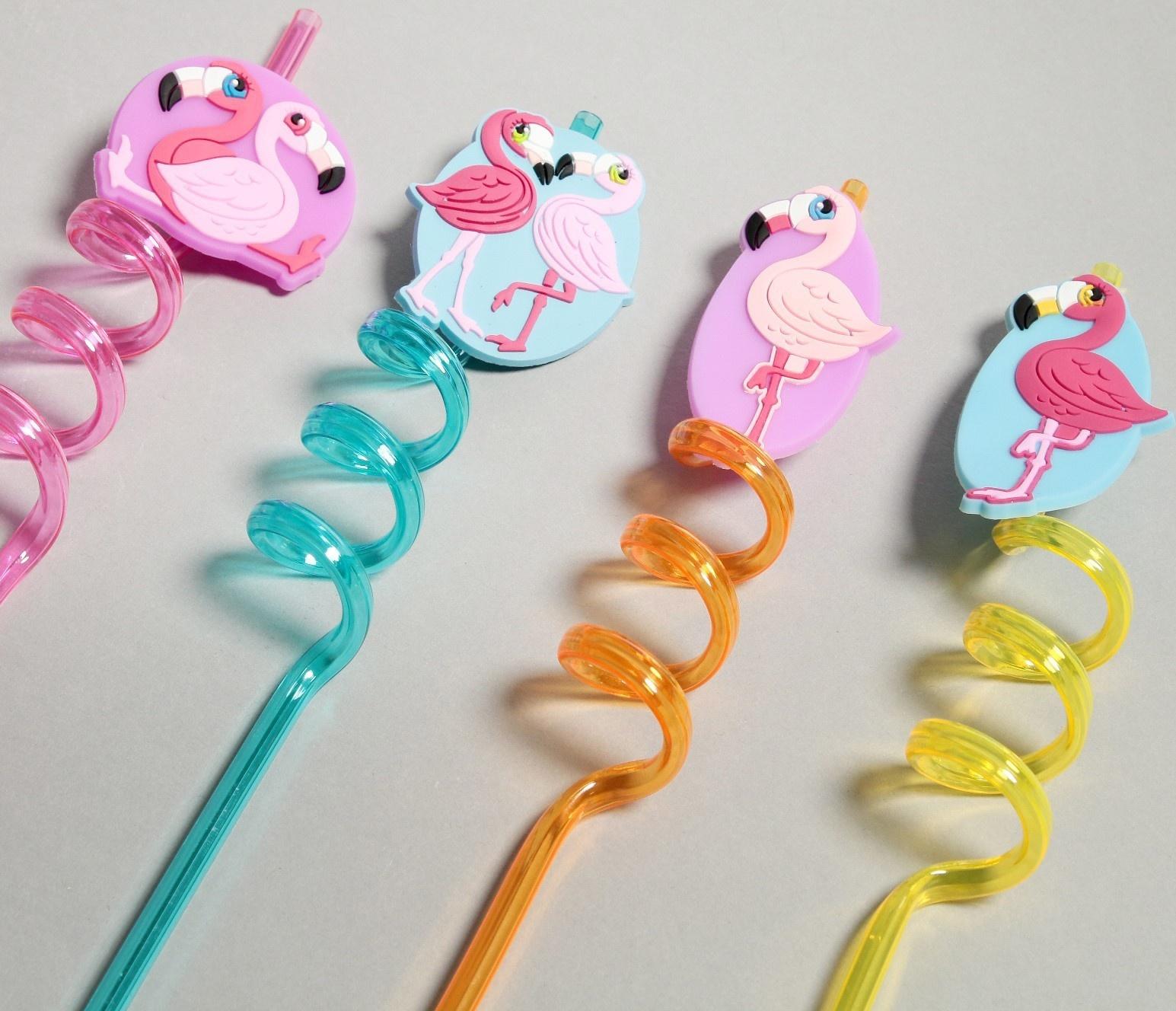 Трубочка из пластика «Фламинго», набор 4 шт., МИКС