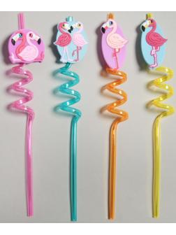 Трубочка из пластика «Фламинго», набор 4 шт., МИКС