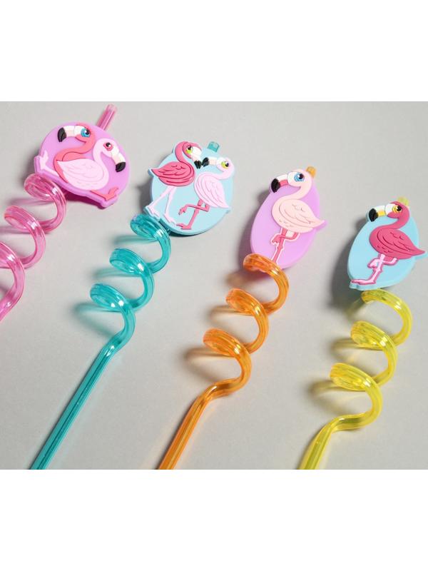 Трубочка из пластика «Фламинго», набор 4 шт., МИКС