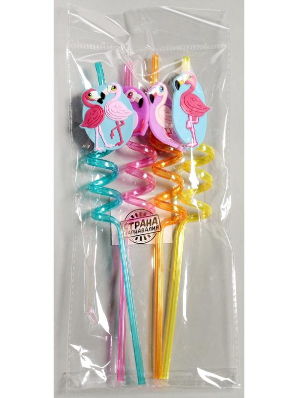 Трубочка из пластика «Фламинго», набор 4 шт., МИКС