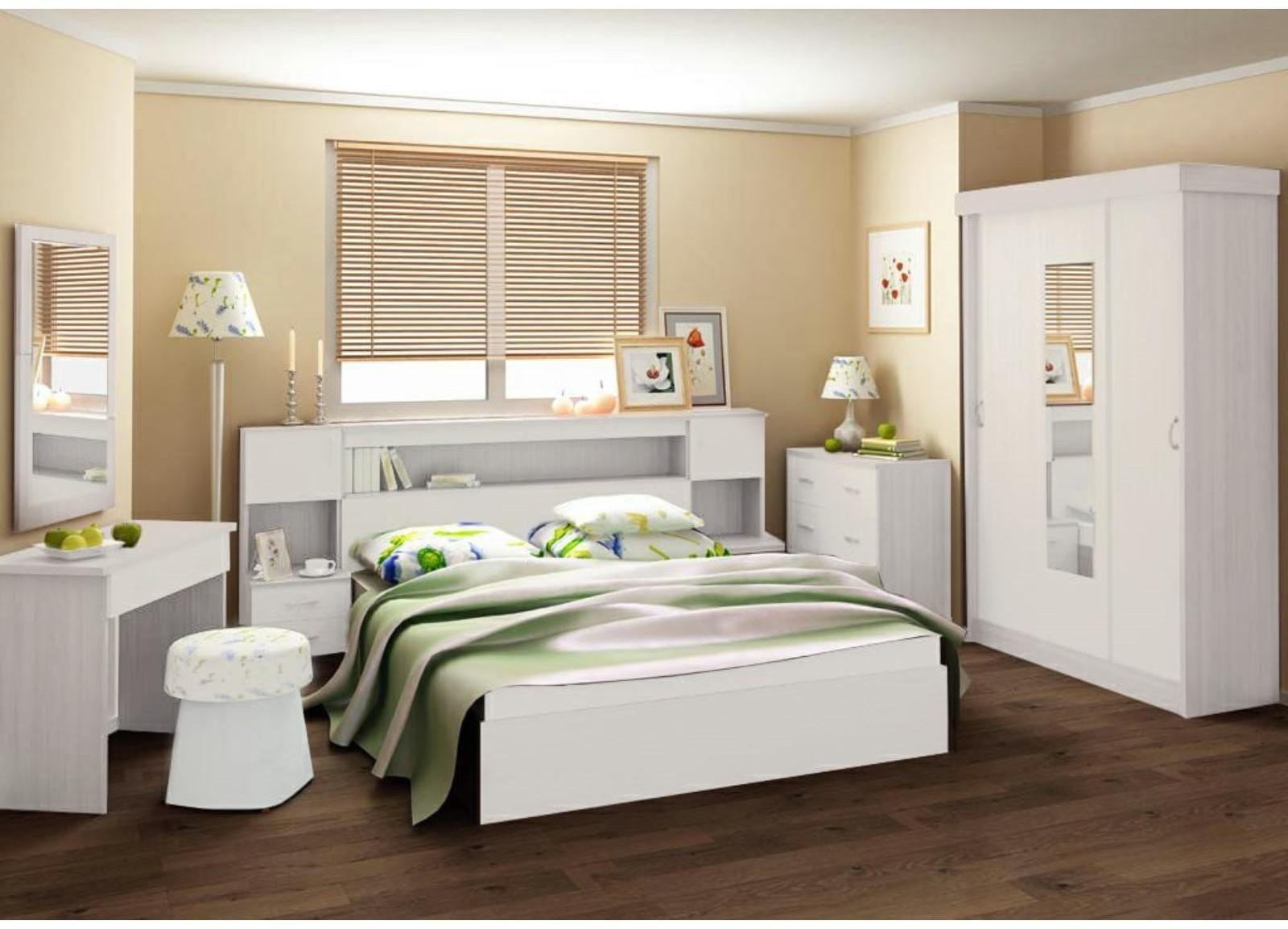 Спальный гарнитур Бася (Комплект 7 предметов), Белый