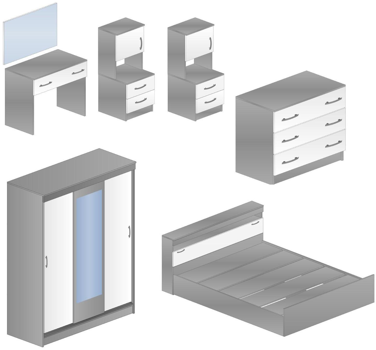 Спальный гарнитур Бася (Комплект 7 предметов), Белый