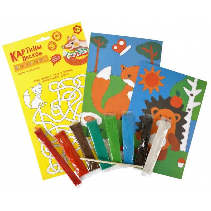 Набор для изготовления картина из пескаКаляка-Маляка ЕЖИК И ЛИСИЧКА,КПКМ-ЕЛ