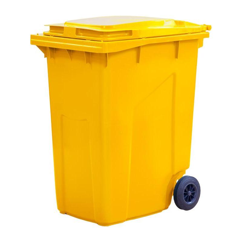 Контейнер-бак мусорный 360л на 2-х колёсах с крышкой, желтый