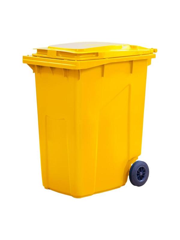 Контейнер-бак мусорный 360л на 2-х колёсах с крышкой, желтый