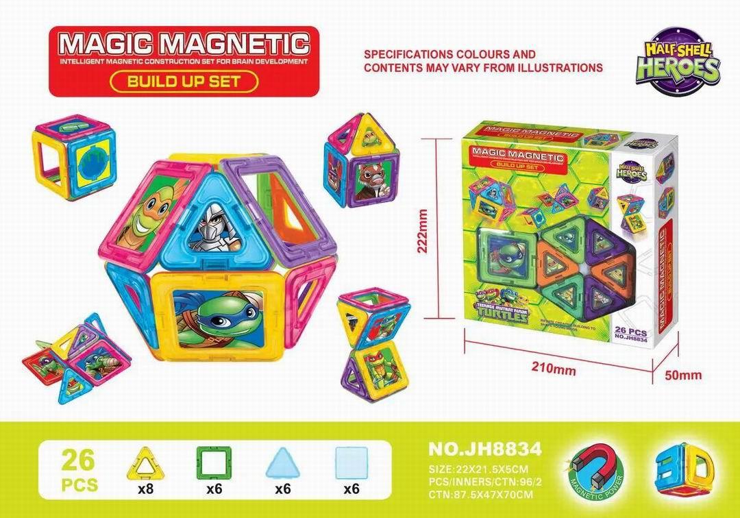 Конструктор магнитный Черепашки ниндзя 26 дет. 22х21.5х5