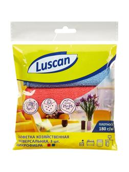 Салфетки хозяйственные Luscan микрофибра 180г 25х25см 3шт/уп син/крас/желт