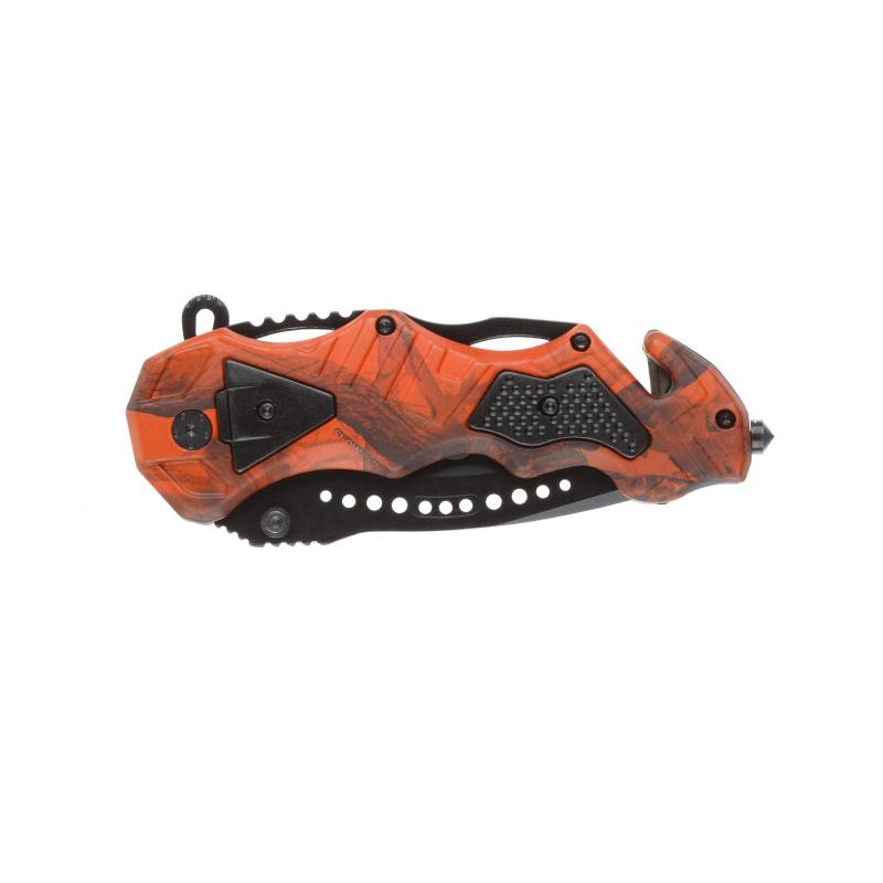 Нож складной Stinger, 100 мм,(черный),алюминий (оранжевый камуфляж),FK-018X