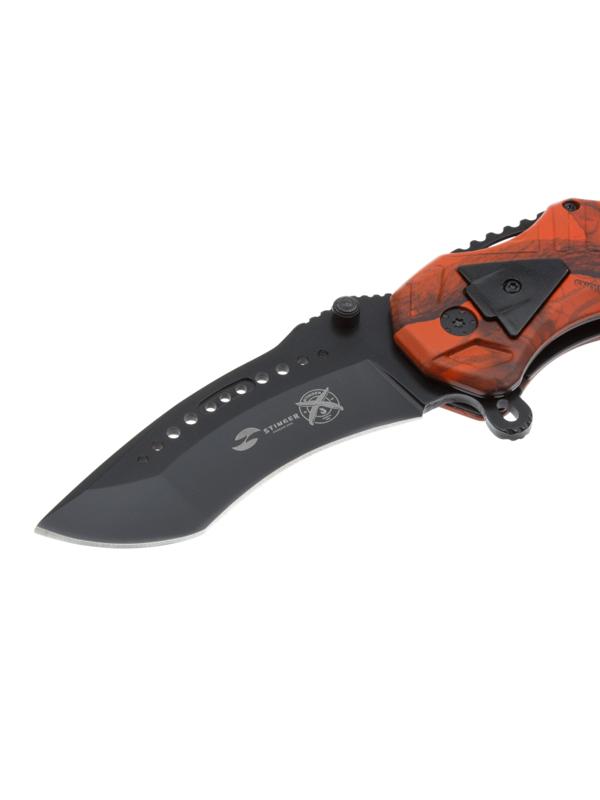 Нож складной Stinger, 100 мм,(черный),алюминий (оранжевый камуфляж),FK-018X