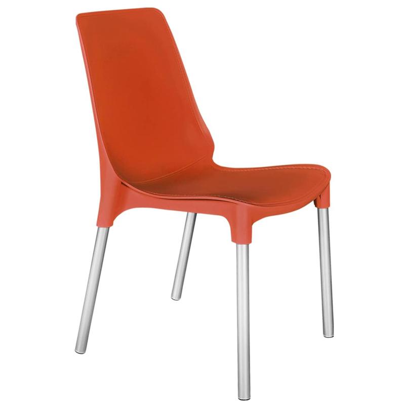 Стул для столовых EL_SHT-S75 пластик красный/хром лак