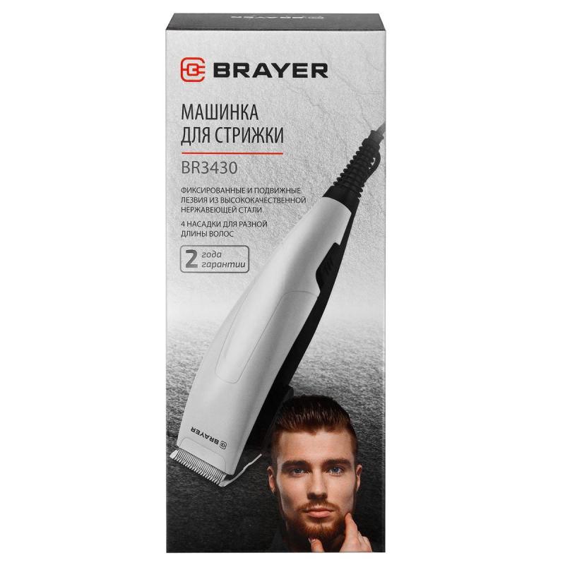 Машинка для стрижки BRAYER 3430BR сетевая. Мощ.15 Вт.стальн.лезв