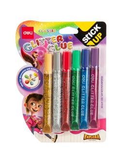 Глиттер гель Deli EA71101 12мл блистер с блестками 6цв/наб Explora