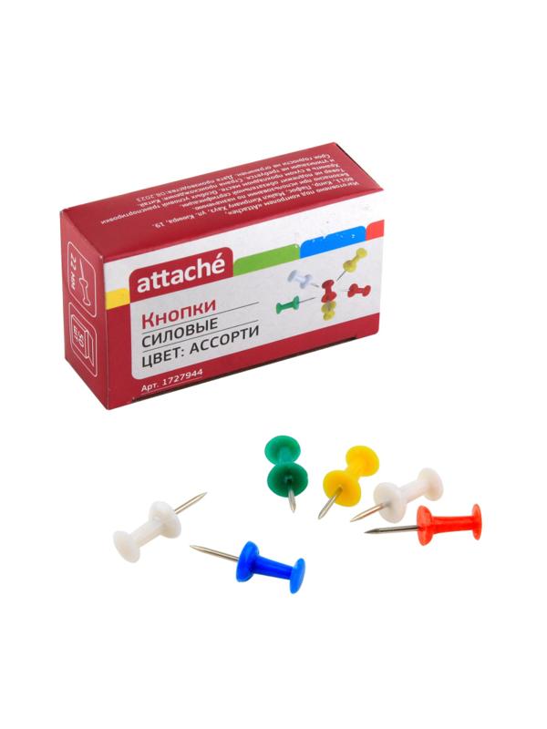 Кнопки силовые д/пробковых досок Attache,пластик,ассорти, 50 шт/уп